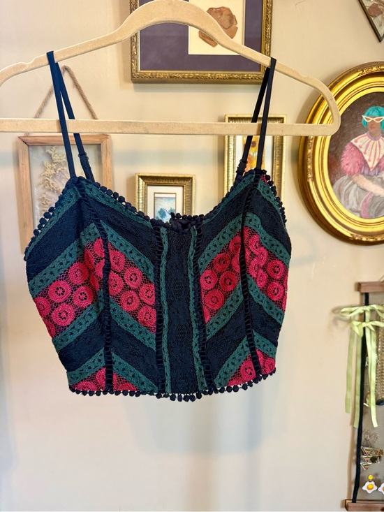 Xhilaration Tops - Xhilaration Navy, Teal & Fuchsia Crochet Cami